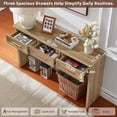 thumbnail image 3 of Joaxswe 47" Modern Wood Long Sofa Table Behind Couch, Console Table with 3 Drawers for Entryway, Oak, 3 of 8