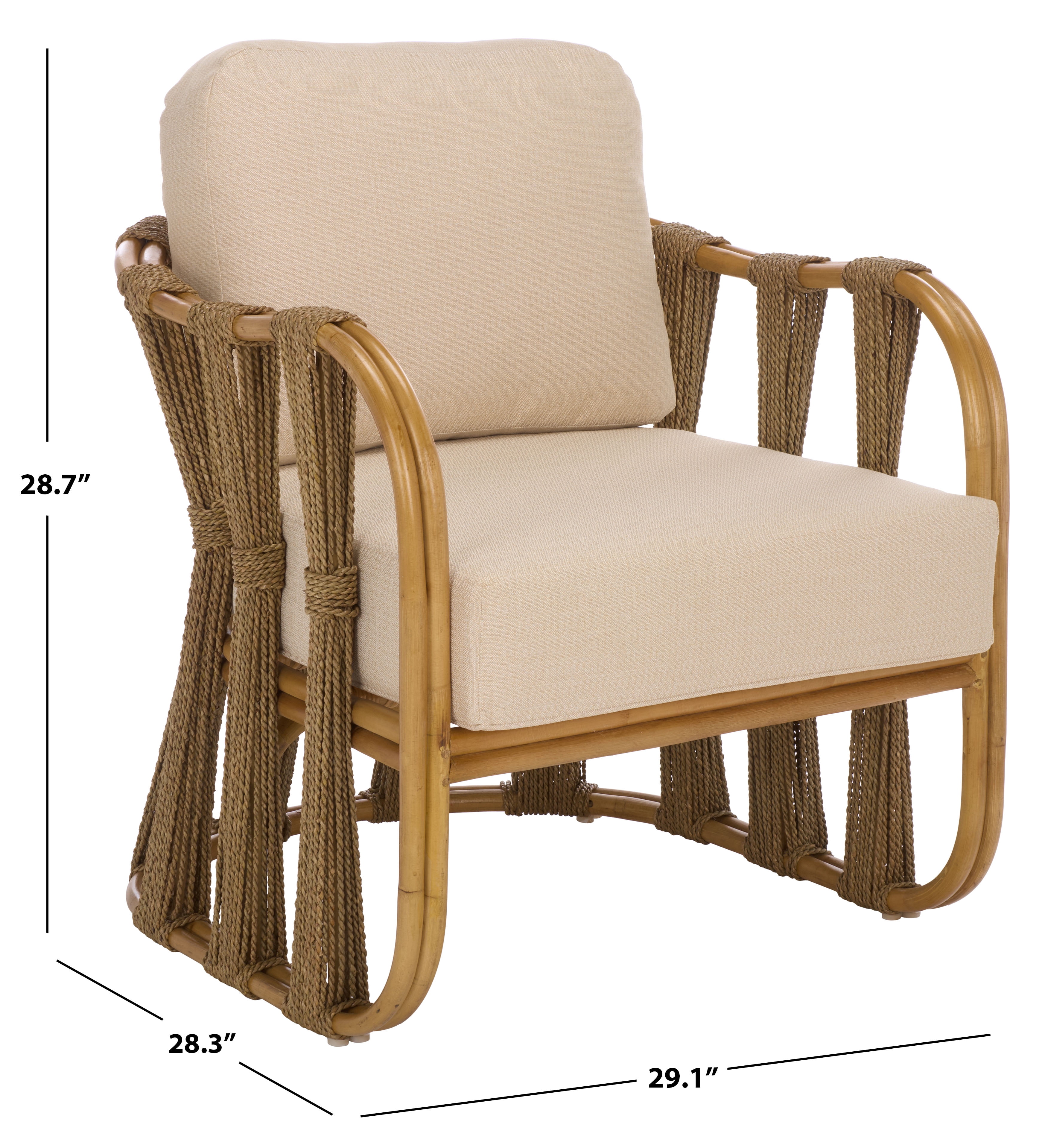 Safavieh Couture Pennylyn Seagrass Modern Accent Chair, Walnut/White