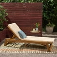 thumbnail image 3 of GDF Studio Lillian Outdoor Acacia Wood Armless Adjustable Chaise Lounge with Cushion, Teak and Cream, 3 of 14