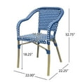 thumbnail image 3 of GDF Studio Grouse Outdoor French Bistro Chairs, Set of 2, Navy Blue, White, and Wood Print, 3 of 7