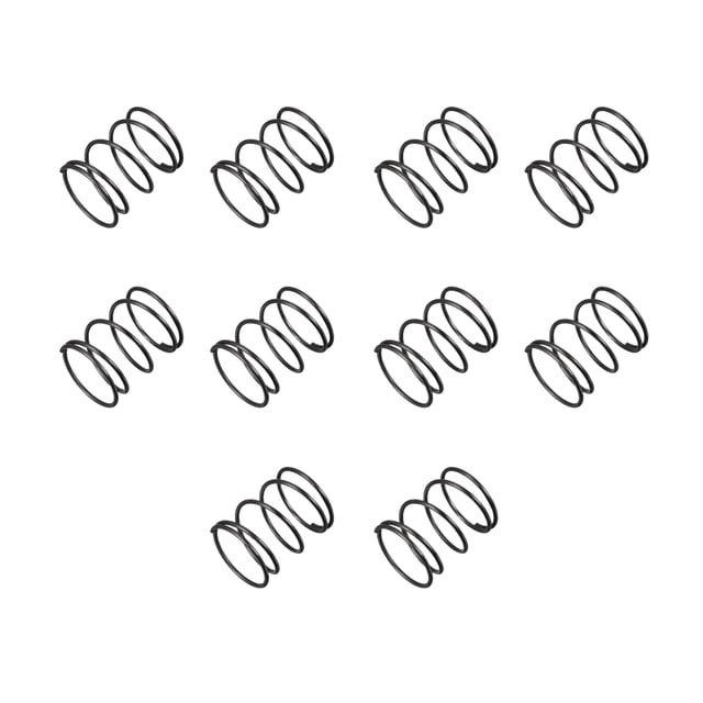 Resorte de compresión de 1.2 mm de diámetro de alambre, 18 mm de OD, 45 mm de longitud libre, negro, 10 piezas