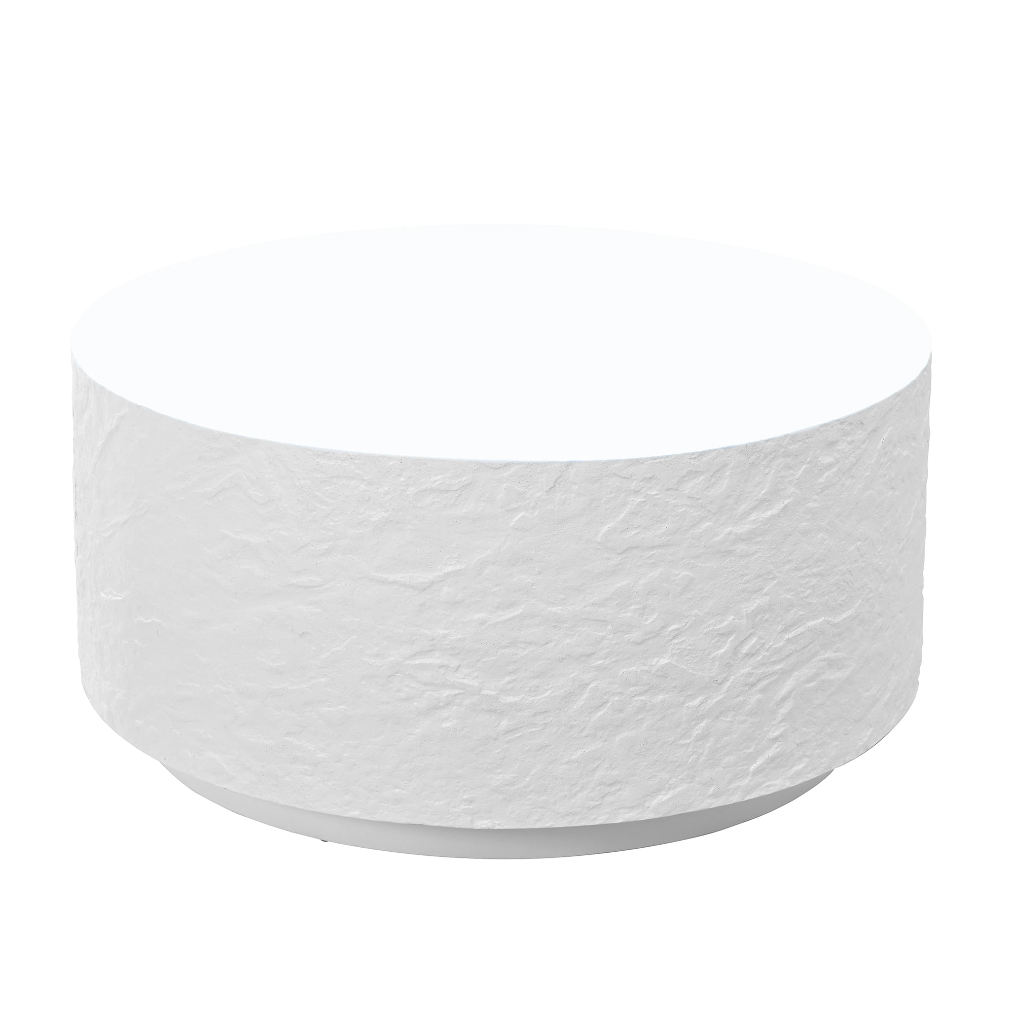 Euroco 27.5" Round Coffee Table with Imitation Stone Design, Modern Drum Center Table With Pure Smooth Tabletop, Cement Stone Pattern End Table for Living Room, Bedroom