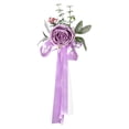 thumbnail image 1 of Silla de boda rústica con flores, decoración para silla de boda, rosas artificiales, flores para boda púrpura, 1 of 9