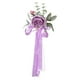 thumbnail image 1 of Silla de boda rústica con flores, decoración para silla de boda, rosas artificiales, flores para boda púrpura, 1 of 9
