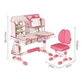 thumbnail image 3 of YNCE Premium Kids Study Desk Chair Set,Height Adjustable Children's Desk and Chair School Study Table Chair with Astronaut Pattern,Ergonomic Desk Chair with Writing Board, Bookshelf and Drawer, 3 of 10