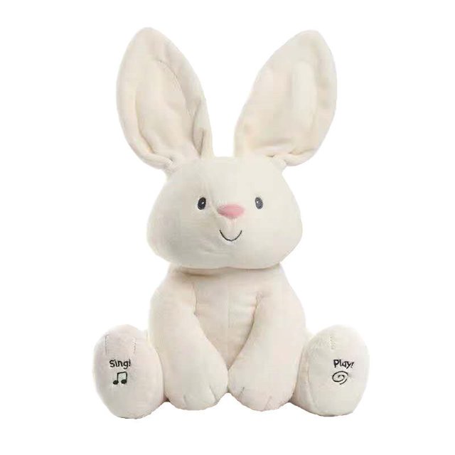 Juguete de peluche de animales de peluche para bebés, Juguete musical eléctrico que se mueve con las orejas, juegos de juegos, muñecas parlantes y cantantes, regalo para niños pequeñosF Fivean unisex