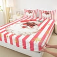 thumbnail image 3 of Homewish Santa Claus 3pcs Twin Sheet Sets for Teens Boys Girls,Geometric Stripes Twin Fitted Sheet,Xmas Snowflake Breathable Flat Sheet,Lightweight Room Decor, 3 of 7