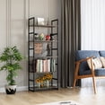 thumbnail image 4 of Homfa 5-Tier Gray Bookshelf, Free Standing Tall Bookshelf with Black Metal Frame for Living Room, Gray Finish, 4 of 9