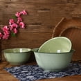 thumbnail image 2 of LEORX 2Pcs Enameled Mixing Bowl Vintage Green For Home Use 11.8x7.9x3.9in, 2 of 8