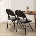 thumbnail image 2 of Set of 2 Folding Chairs, Linen Foldable Chairs with Metal Frame and Padded Seat, High Back Rest Easy to Fold and Store for Home, Office, Dining and Reception 47*50*88Cm, Gray, 2 of 8