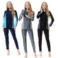 thumbnail image 2 of Jesscasday Womens 3 Pieces Muslims Swimwear Modest Swimsuits Bikinis Full Coverage Swimming Suit Beachwear Long Sleeve Surfing Suit, 2 of 21