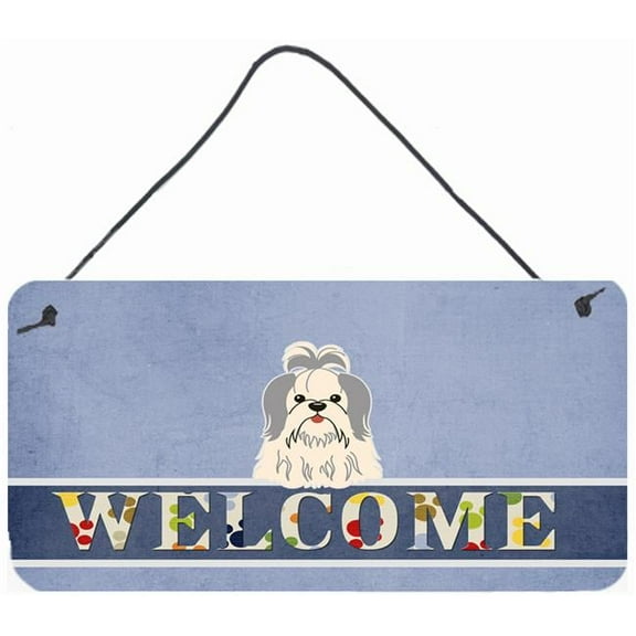Shih Tzu Silver White Welcome Wall or Door Hanging Prints