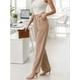 thumbnail image 3 of GIRUNS Women's Casual Wide Leg Pants High Waisted Button Loose Pants with Pockets Business Trousers Light khaki XL, 3 of 6