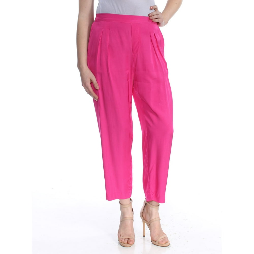 Ralph Lauren - RALPH LAUREN Womens Pink Pleated Front Cropped Wear To Work Pants Size 14