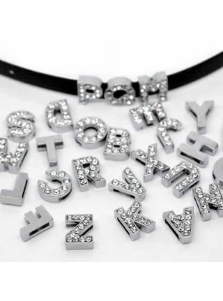 WILLBOND 104 Pieces Rhinestone Letter for Crafts Slider Charms Alphabet  Letter AZ 8 mm Alloy for DIY Bracelet Wristbands Necklace Choker Jewelry