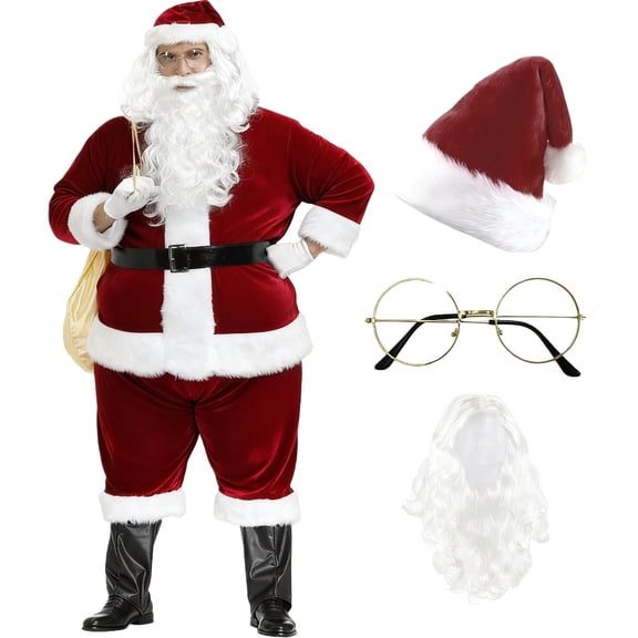 oqasdz Christmas Outfits Santa Outfits for Velvet with Detachable for Holiday Party Christmas Outfits Festive Celebrations