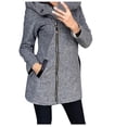 thumbnail image 2 of Womens Jacket Women's Autumn Winter Fashion Pocket Side Zipper Plus Jackets Hooded Solid Sweater Womens Winter Coat Grey XXXXL, 2 of 5