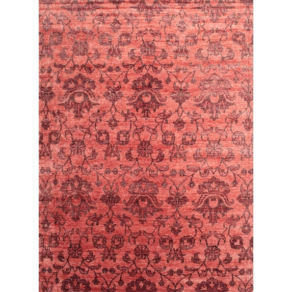 Ahgly Company Machine Washable Indoor Rectangle Contemporary Red Area Rugs, 7' x 9'