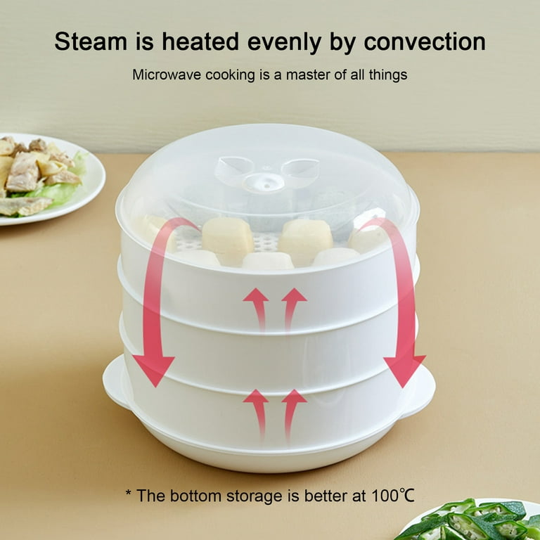 Yesbay Microwave Steamer Ergonomic Handle Food Grade Vegetable