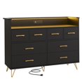 thumbnail image 1 of BeesClover Commode Moderne à 8 Tiroirs avec Lumières DEL, Station de Recharge Intégrée, Grand Rangement, Dimensions 49.08 Pouces x 16.73 Pouces x 35.43 Pouces, Parfaite pour la Chambre, le Salon et l'Entrée, 1 of 8