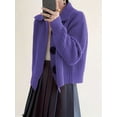 thumbnail image 2 of Womens Boat Neck Casual Sweater Short Sleeve Trendy Spring Top Fashion Cardigan Purple L, 2 of 5