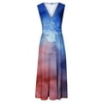 thumbnail image 5 of Viikei Women's Plus Size Maxi Dress,Women's Summer Print Casual Loose Sleevless V-Neck Dress Blue M, 5 of 5