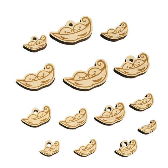 Two Peas in a Pod Wood Mini Charms Shapes DIY Craft Jewelry - No Hole - 16mm (22pcs)