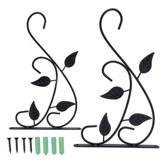 soportes colgantes para plantas, resistentes al óxido, de hierro duradero, para exteriores, color negro