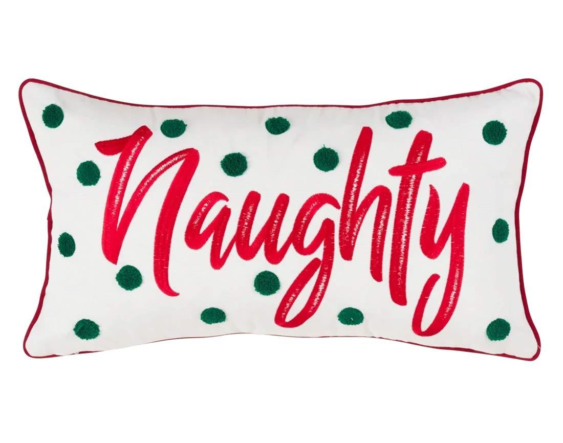 Fun Naughty & Nice Reversible Throw Pillow with Down Filled Insert 11 x
