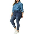 thumbnail image 3 of Agnes Orinda Women's Plus Size Skinny Jeans Mid Rise Stretch Washed Casual Denim Jean Leggings 2X Blue, 3 of 9