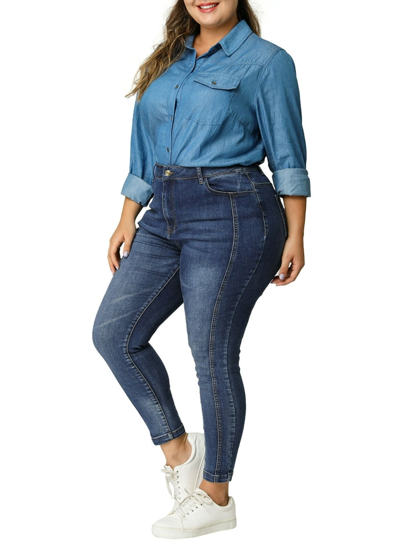 MODA NOVA Juniors' Plus Size Stretch Mid Rise Washed Skinny Jeans