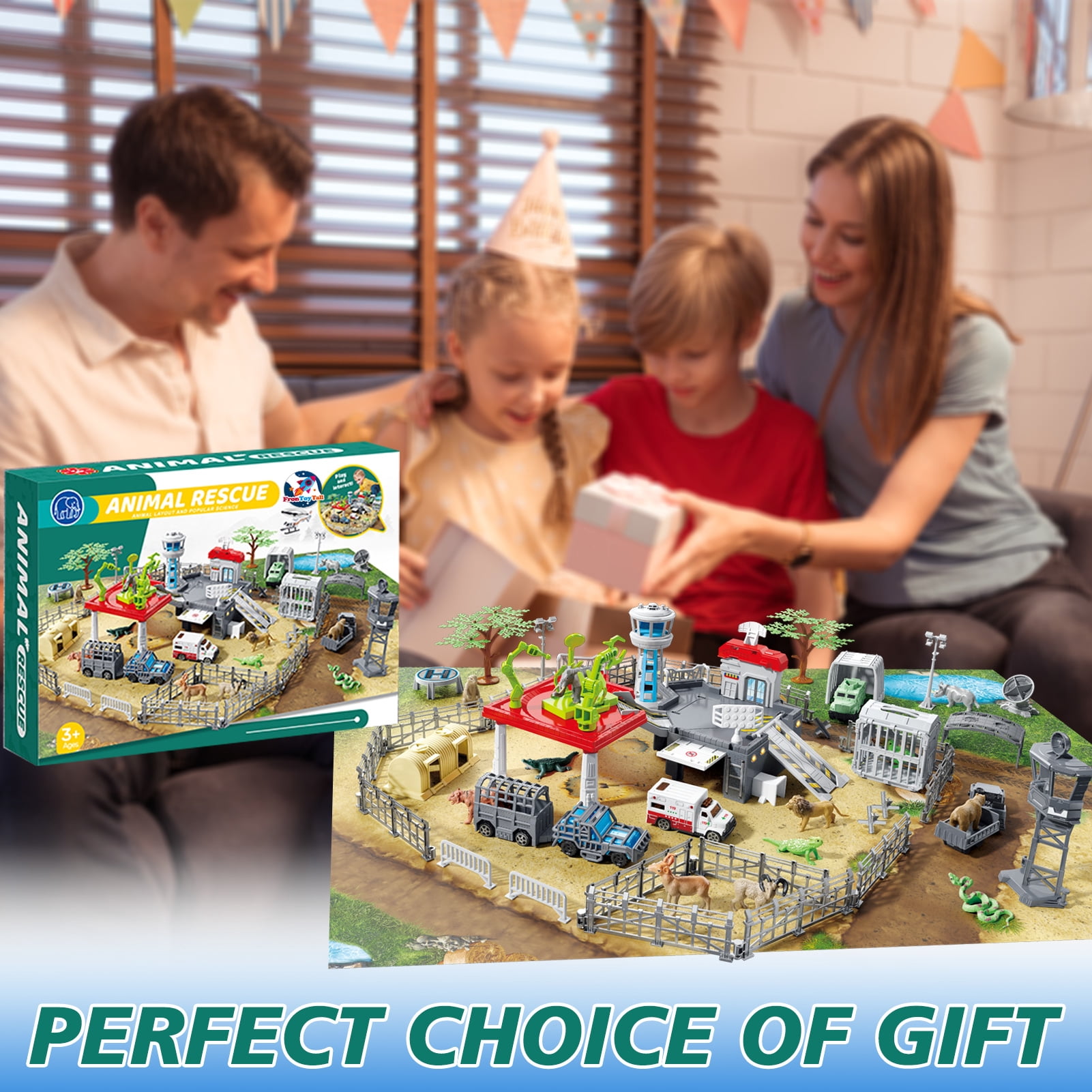 51 Piece Safari Animals Toys Set, Realistic Zoo Animal Figurines Playset with Play Map, Plastic Jungle Toy for Toddlers 3+ Years Old, Ideal Gift for Boys and Girls