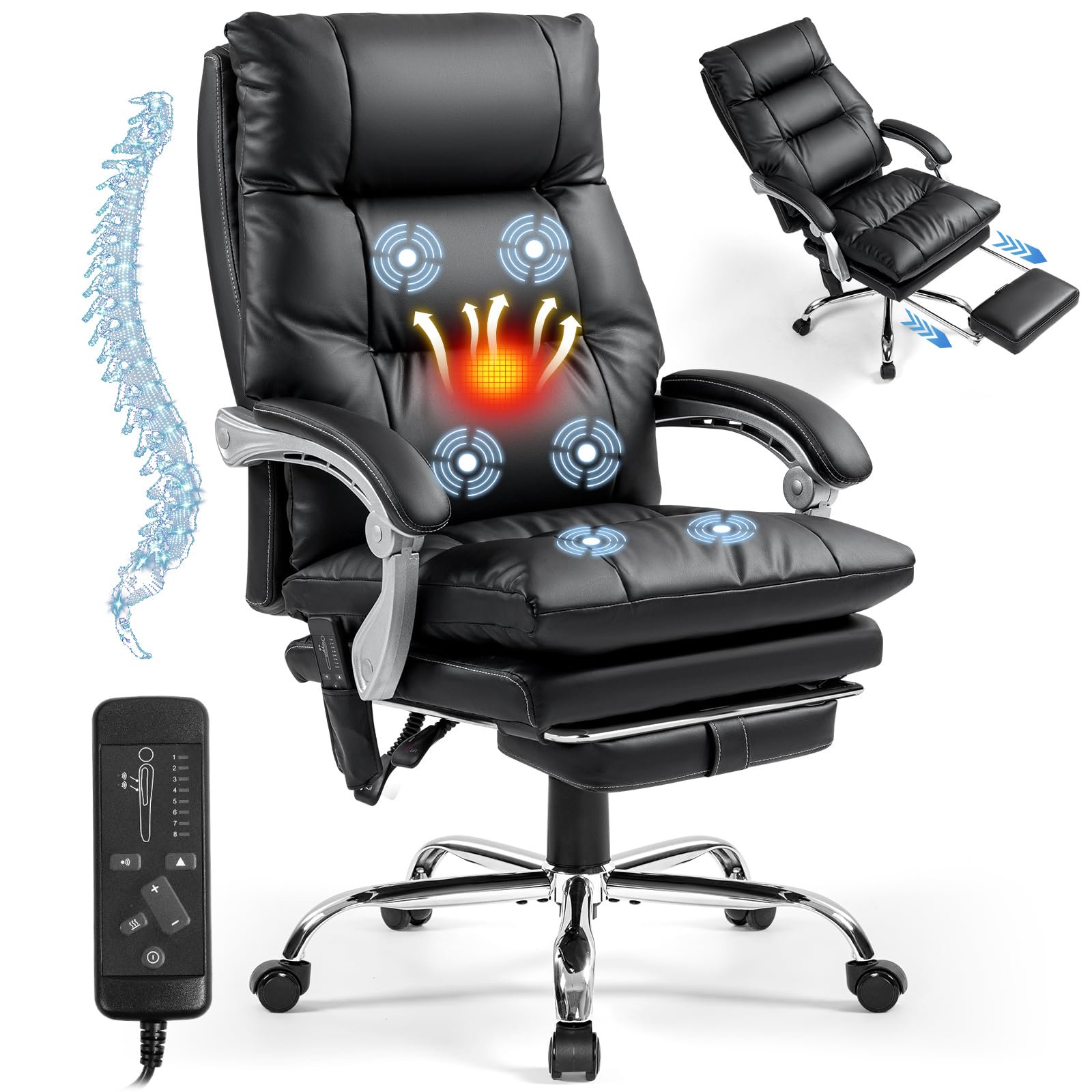 heated office chair with footrest product