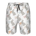 thumbnail image 4 of Kdxio Gray Rabbit Pattern Mens Casual Shorts - Drawstring Summer Beach Sports Shorts for Men, 4 of 9