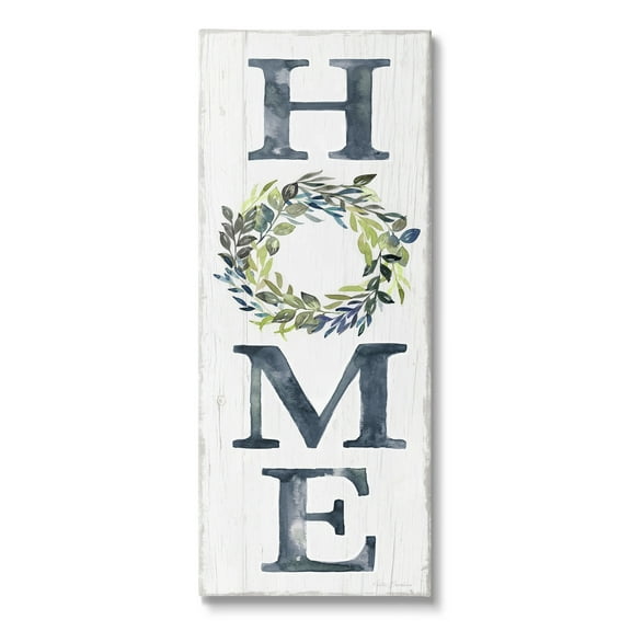 Stupell Industries Home Sign Botanical Leaf Wreath Grain Pattern Graphic Art Gallery Wrapped Canvas Print Wall Art, Design by Kristen Brockmon