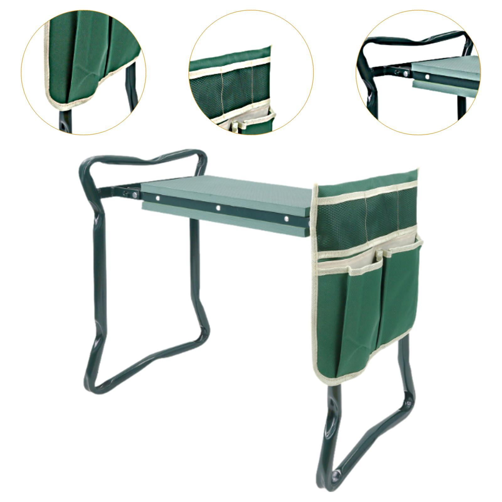 Foldable Garden Kneeler Seat with Soft EVA Foam Pad and Tool Pouch Sturdy Steel Bench for Gardening