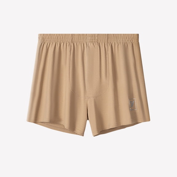 RKSTN Mens Underwear Boxers Cotton Underwear Plus Size Solid Color Loose Fit Lightweight Casual Lazy Weekend Underwear for Men (Brown ,L)