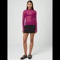 thumbnail image 4 of Camisetas de Larga Transparentes para Mujer, de Transparente, Ajustadas, con Ribete Festoneado, Blusas y Conjuntos Superiores Rosa Roja L, 4 of 9