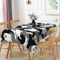 thumbnail image 3 of Duangreer Grey Halloween Ghost Print Rectangle Tablecloth, Waterproof Wrinkle Resistant, 60 x 70 Inch, Washable Table Cover for Party Decorations, 3 of 6