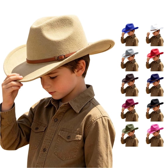 Vrotazzy Kids Western Styled Cowboy Hat for Kids - Sun Hat for Boys and Girls with Adjustable Sizing and Design,Size 6-12 Years