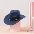 thumbnail image 4 of Women Men Cowboy Hat Ethnic Style Woolen Western Hat for Party, 4 of 4