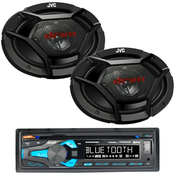 Dual Electronics XDM290BT Single DIN In-Dash CD Player Bluetooth MP3 AUX USB AM/FM Car Receiver with 2x JVC CS-DR6931 DRVN Series 6x9" 500 Watt 3-Way Coaxial Car Speakers