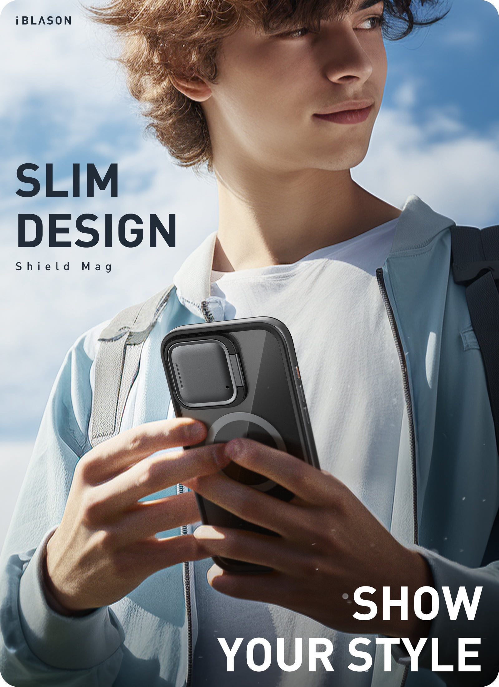 i-Blason Shield Mag for iPhone 15 Pro Max Case 6.7 inch with Camera Cover Stand, Compatible with MagSafe Clear Full-Body Shockproof Rugged Bumper Protective Case with Built-in Screen Protector (Black)