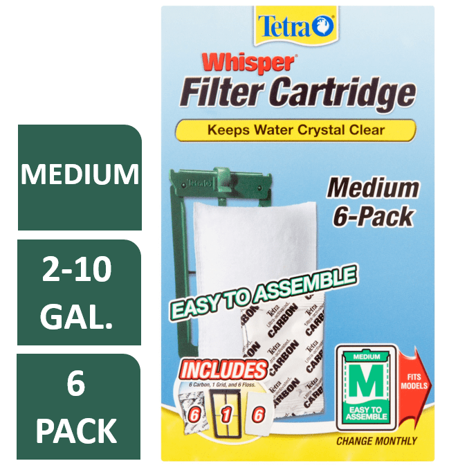 Tetra Whisper Replacement Carbon Aquarium Filter Cartridges, Med 6 count