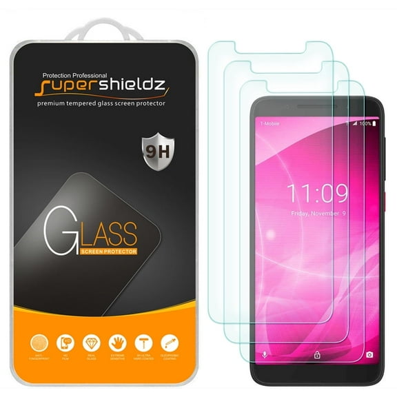 [3-Pack] Supershieldz for T-Mobile Revvl 2 Tempered Glass Screen Protector, Anti-Scratch, Anti-Fingerprint, Bubble Free