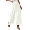 thumbnail image 2 of Idoravan Women's Size Pants Fashion Women Summer Bow Casual Loose High Waist Pleated Wide Solid Trousers Pants, 2 of 7