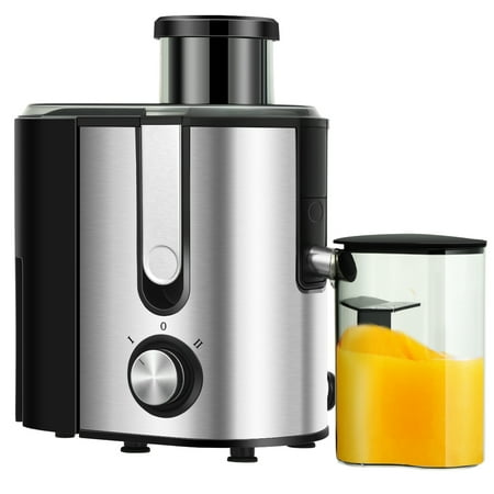 Costway - Juicer Machine Juicer Extractor Dual Speed w/ 2.5'' Feed Chute - Silver + Black