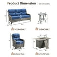 thumbnail image 2 of Planntonneo 5 Pieces Wicker Outdoor Patio Furniture Set with Fire Pit Table, 2 Swivel Rocking Chairs and Sofa with 6" Thick Cushion and Rattan Table for Porch Deck Garden Backyard, Grey/Blue, 2 of 15