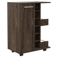 thumbnail image 2 of Four Bar Cart With Six Built-in Wine Rack, Two Open Liquor Bottle Shelves In Dark Walnut Color Theme External Shelves, And Rack, 2 of 3