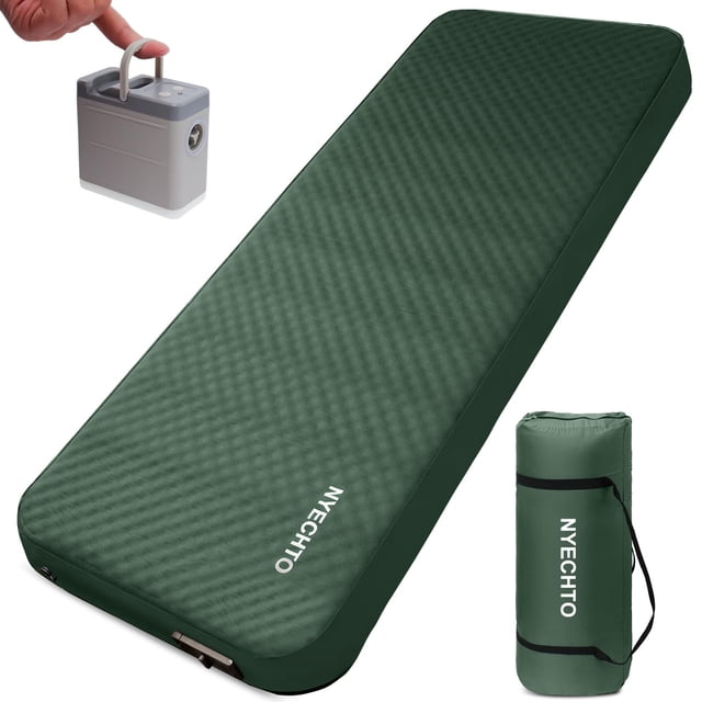 Almohadilla para dormir NYECHTO, autoinflable, espuma viscoelástica de 4 pulgadas, color verde